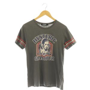 ヒスガール 半袖Tシャツ カットソー S グレー /AT OS