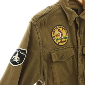 HYSTERIC GLAMOUR 長袖 ミリタリーシャツ スタンドカラー L カーキ /AT OS