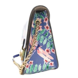 FURLA メトロポリス Metropolis チェーンショルダーバッグ 斜め掛け クロスボディ 花柄 トンボ柄 青