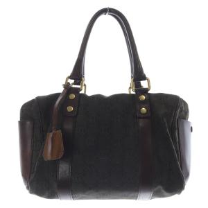 ジャガード ミニボストン ハンドバッグ 茶 ブラウン /SR24 OH