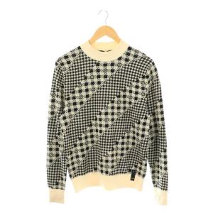FZX089 AL3Y 千鳥柄 FF ハイゲージニット セーター ウール 44 黒 グレー アイボリー