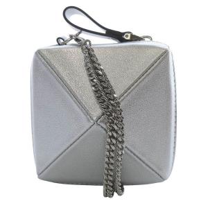 ショルダーバッグ ワンショルダー ミニ ロックスタッズ型 チェーン レザー シルバー色 /YO8