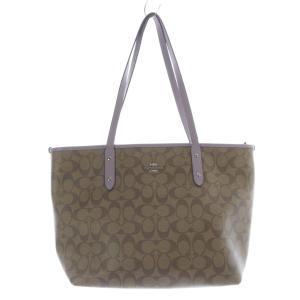 シグネチャートートバッグ ハンドバッグ ロゴ 茶色 ブラウン 紫 パープル F58292 /SR14