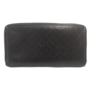 GUCCI 長財布 ウォレット ラウンドファスナー マイクログッチシマ ロゴ レザー 黒 ブラック 388630 /GV