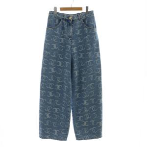 ココマークデニムパンツ ダメージ加工 スパンコール 36 ブルー P75557V67154