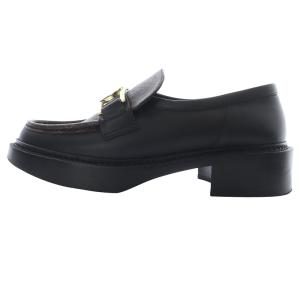 LOUIS VUITTON モノグラム アカデミーライン ローファー レザー 38.5 ブラック