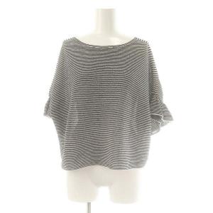 25SS 和紙ガーターフリル袖プルオーバー ニット カットソー 38 黒 白 /MI OS