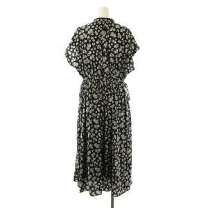 KUMIKYOKU 組曲 24SS ギャザーライトデシン ワンピース フレンチスリーブ ロング 花柄 2 黒 白 /NR OS