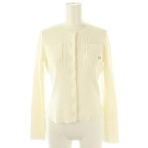 25SS ロゴチャームリブニットカーディガン F オフホワイト /DF OS SH