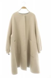 ADORE 24AW カシミヤ混 2TONEリバーノーカラーコート 38 アイボリー グレー