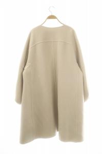 ADORE 24AW カシミヤ混 2TONEリバーノーカラーコート 38 アイボリー グレー