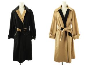 リバーシブルステンカラーコート ベルト付き 8 黒 ベージュ /MI OS SH