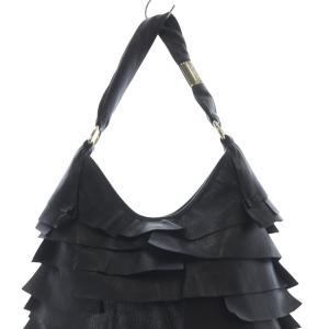 YVES SAINT LAURENT ワンショルダーレザー フリルバッグ ブラック