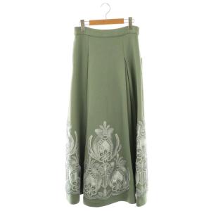 RIBBON EMBROIDERY SKIRT スカート フレア 刺繍 M ミント /MI OS