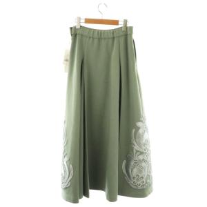 Ameri VINTAGE RIBBON EMBROIDERY SKIRT スカート フレア 刺繍 M ミント /MI OS