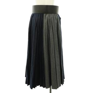 Ameri VINTAGE プリーツ デニムスカート ベルト付き インナー付き M 紺 /MI OS