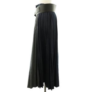 Ameri VINTAGE プリーツ デニムスカート ベルト付き インナー付き M 紺 /MI OS