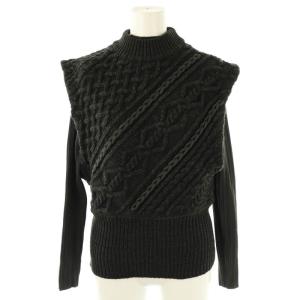 LAYERED SLANT CABLE KNIT SET ニットベスト セット レイヤード カットソー