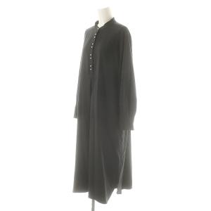 SHIPS パールモチーフボタンワンピース ミモレ ロング 長袖 36 グレー /AT OS