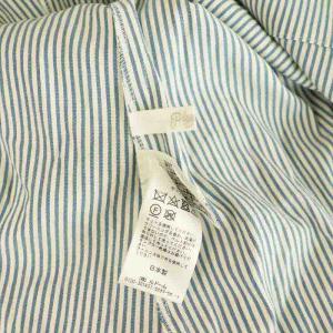 Plage リネン ストライプ柄 シャツ ワンピース ドルマンスリーブ 七分袖 ロング 36 ブルー /MY OS