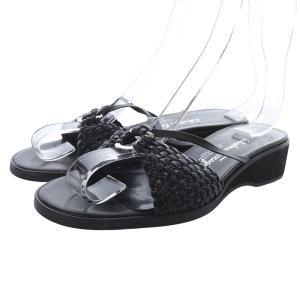 メッシュサンダル ミュール レザー 6 黒 ブラック /SR35