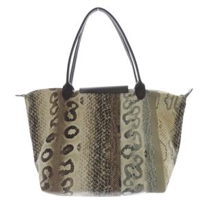 Longchamp ルプリアージュ パイソン柄 トートバッグ ハンドバッグ ベージュ 茶色 ブラウン /SR26