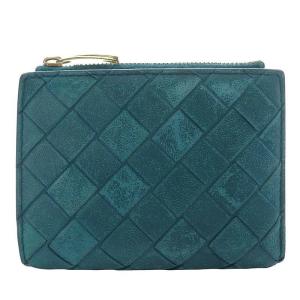 BOTTEGA VENETA 財布 二つ折り イントレチャート レザー ブルー /YO9 OH
