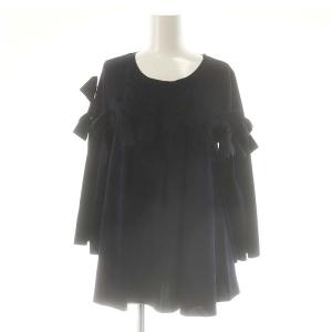 リボン カットソー 長袖 38 紺 ネイビー /AT OS