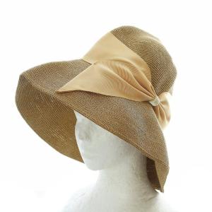 麦わら帽子 ストローハット リボン ベージュ 茶色 /RI OS