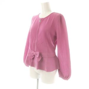 M'S GRACY リボン ペプラム カーディガン ニット ジップアップ 40 ピンク /AT OS