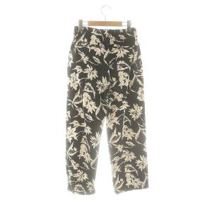 URBAN RESEARCH DOORS リネンレーヨンフラワープリントパンツ テーパード M 黒 ブラック DRA5-24A104 /AT OS