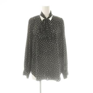 変形ボウタイドットボウタイブラウス 長袖 38 黒 ブラック /AT OS