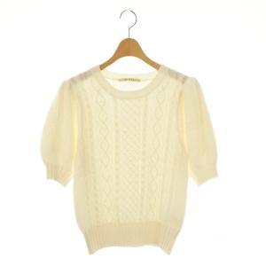 ミックスカラーケーブルニットプルオーバー セーター 半袖 コットン F オフホワイト /NR OS