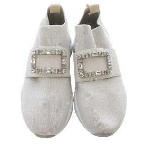 DIANA プラス バックルソックススニーカー ビジュー 24.5cm ライトグレー IF44557 /SR36