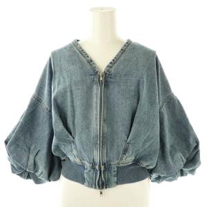 バルーンスリーブ クロップド デニムジャケット ブルゾン 38 ブルー /DF OS