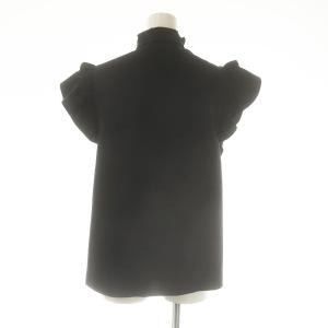 René 24年 レース フリル リボン付きブラウス 34 ブラック /DF OS