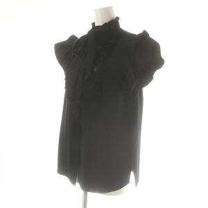 René 24年 レース フリル リボン付きブラウス 34 ブラック /DF OS