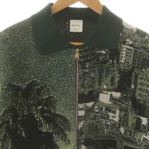 PAUL SMITH 総柄 ジップアップ 五分袖 ニット カーディガン S 緑 グリーン /AT OS