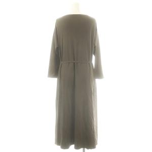 MORABITO ウエストリボン 長袖 ワンピース ミモレ ロング 38 カーキ /AT OS