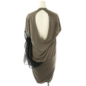 sacai 異素材 ドッキング アシンメトリー ワンピース 2 グレージュ 黒 /MI OS