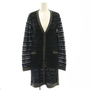 ラメ ロング ニット カーディガン S ブラック