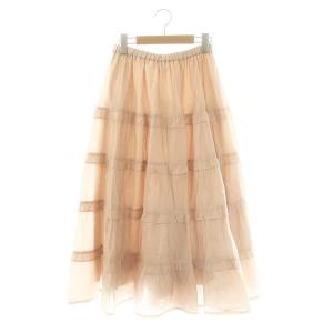 オーガンジーフリルスカート フレア ロング 36 ピンク /DF OS