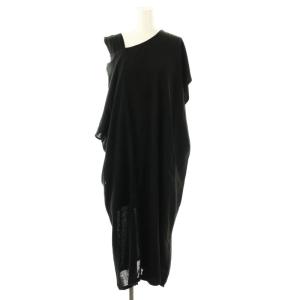 希少ビンテージ　ヨウジヤマモト　変形ニットワンピース　カシミア　ブラック　Ｍ ヨウジヤマモト ワンピース ロング丈 ステンカラー 半袖 ウール