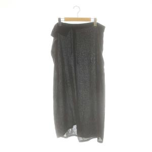 ヨウジヤマモト レーヨンリネンウエストフラップコードスカート ロング 1 ブラック /HK OS SH