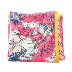 manipuri タグ付き ダブルフェイスシルクスカーフ65 ブルーメンガーデン レジメンタル 総柄 ピンク 0103339004