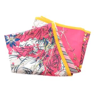 manipuri タグ付き ダブルフェイスシルクスカーフ65 ブルーメンガーデン レジメンタル 総柄 ピンク 0103339004