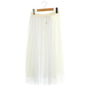 メッシュプリーツスカート ロング 36 ホワイト /DF OS