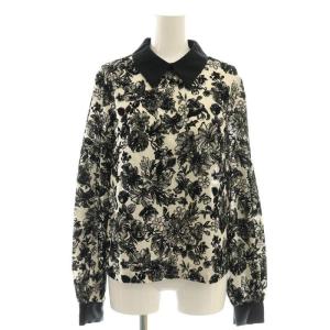 GRACE CONTINENTAL フラワーフロッキープリント セットアップ ブラウス フレアスカート 38 ブラック ホワイト /ES OS