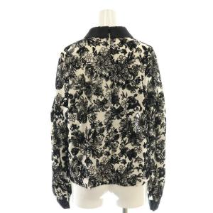 GRACE CONTINENTAL フラワーフロッキープリント セットアップ ブラウス フレアスカート 38 ブラック ホワイト /ES OS