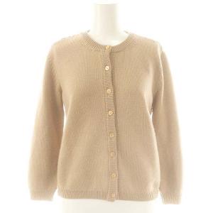 花柄レース 切替 ニット クルーネックカーディガン 38 ミルクティーベージュ /ES OS
